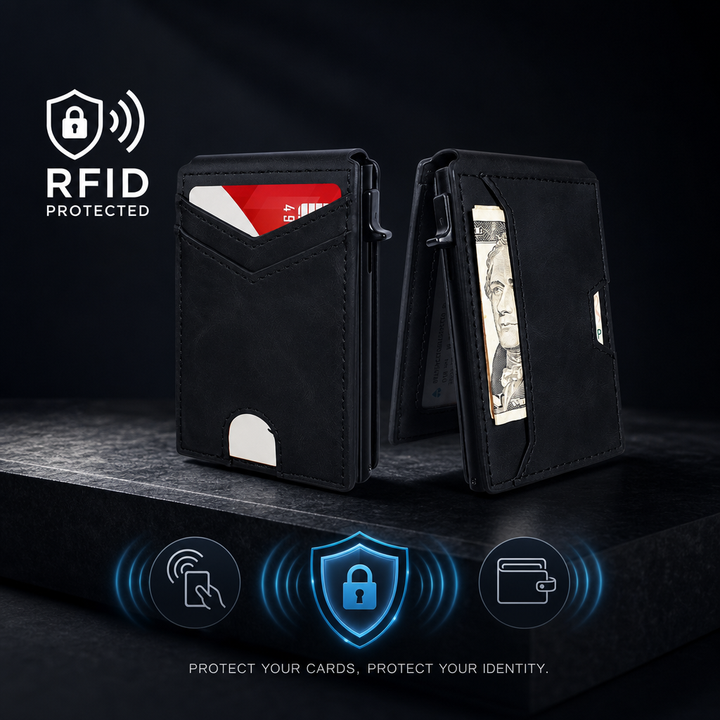 VaultGuard™ Leather RFID Pop-Up Wallet