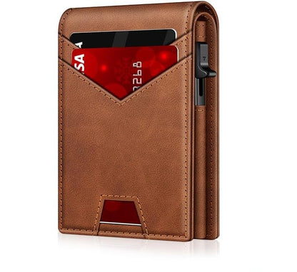 VaultGuard™ Leather RFID Pop-Up Wallet
